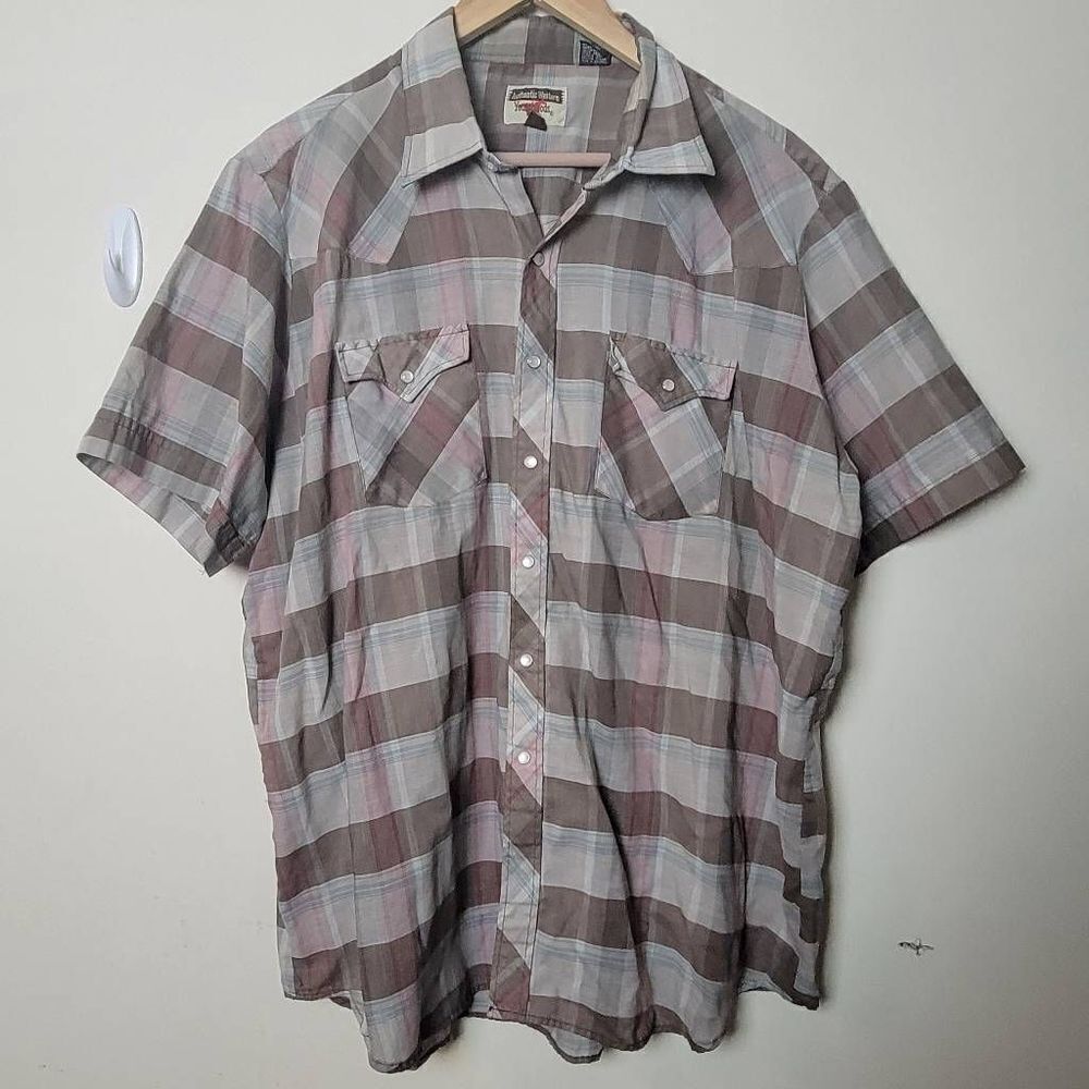 Vintage Authentic Western Youngbloods Men's Button Up Plaid Big Man Shirt 1X
